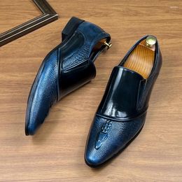Casual Shoes Sipriks 2024 Spring Fashion Men's Genuine Leather Loafers Brown Blue Black Rubber Sole In Stock