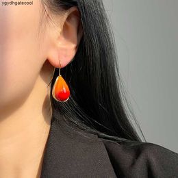 Personalised Water Drop Stud Rough Stone Earrings Gradient Contrast Colour Trend Cool Fall Winter Light Luxury Fashion Jewellery {category}