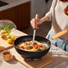 Pans 1pc Wok 10.2/11inch Fine Iron With Lid Heat-Resistant Handle Non-coated Large Stir Frying Pan