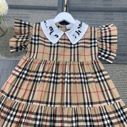 kids Girl Plaid Shirt Dress Summer Childrens Short Sleeve Cotton Shirt Skirt Classic Plaid Lapel Imported Customised Fabrics Clothes CAD24050901