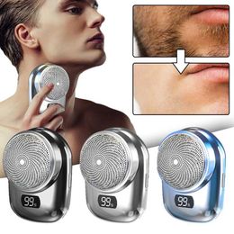 Razors Blades Mens pocket mini electric shaver washable and rechargeable trimmer face beard waterproof wet hair Q240508