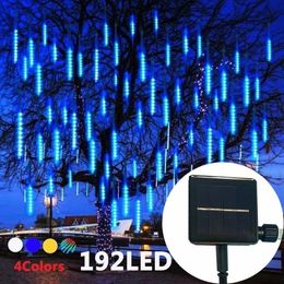 Solar LED Meteor Shower Outdoor Christmas Decoration Light String Fairy Lights Street Garden Yard Holiday Lighting 240508