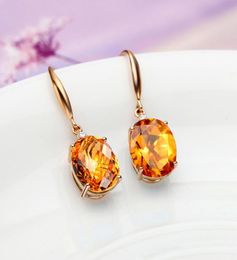 Dangle Chandelier Wedding Natural Citrine Drop Earrings For Women 14K Yellow Gold Timeless Design Delicate Female Luxury Fine Je2601150