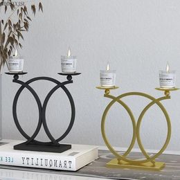 Candle Holders Nordic Simple Metal Baking Paint Round Ring Candlestick Decor Crafts Countertop Home Living Room Holder