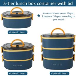 Lunch Boxes Bags 2000ML Lunch Box Portable 3 Layer Children Student Bento Box Leakproof Microwavable Food Container School Travel Office Picnic