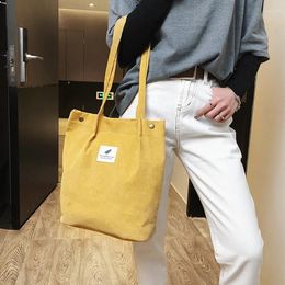 Shopping Bags Fabric Bag Female Corduroy Tote Eco Friendly High Capacity Reusable Grocery Handbags Foldable Shoulder