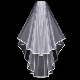 Bridal Veils Tulle Crinkle Hem Wedding Veil Short Mantilla Bride Head Accessories With Comb 199K