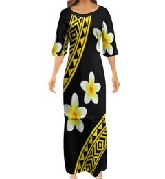 Casual Dresses High Quality Drop Women Club Bodycon Samoan Puletasi Polynesian Traditional Tribal Design Dress 2 Piece SetCasual8563363