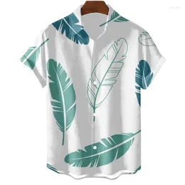 Men's Casual Shirts Harajuku Fashion Feather Graphic For Men Clothes Simple Blouses Hawaiian Button Clothing Vacation Lapel Blouse Top