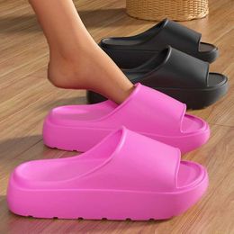 Slippers New Fashion Brief Solid Colour Summer Ladies Home Shoes Cosy Slides Lithe Soft Pantshoes Sandals For Women Flip Flops H240514