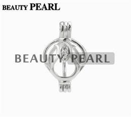 5 Pieces Pearl Cage Pendant Flower Zircon Charm Pick Pearl 925 Sterling Silver Jewellery Pendant Mountings1558563