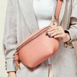Waist Bags 2024 Genuine Leather Fashion Fanny Pack Bag Belt Women Pouch Murse Purse Chest For