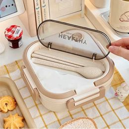 Lunch Boxes Bags Compartment Lunch Box Plastic Portable Lunchbox Students Office Bento Box Microwave Food Containers with Chopsticks and Spoon