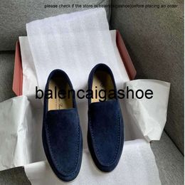 loro shoes loro piano shoe LP shoes Summer Walk Round Toe Flat Bottom Slippers Lazy Man Bean Shoes Thin Fit high quality