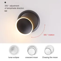 Wall Lamp Nordic Moon Chasing Bedroom Lights Simple Aluminum 360° Rotatable Lighting Eye Protection Home Decors Sconces