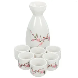 Wine Glasses 1 Set Traditional Saki Kettle Japanese Style Ceramic Flagon Sake With Cups