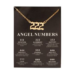 Pendant Necklaces New Trendy Fashion Alloy Gold Colour Lucky Angel Numbers Wish 777 Necklace For Women Girl Gift Birthday Jewellery 111-9 Otdjm