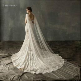 Bridal Veils High Quality Soft 1 Layer Cathedral Wedding Tulle Veil With Crystal Accessories White & Ivory Cape 292W