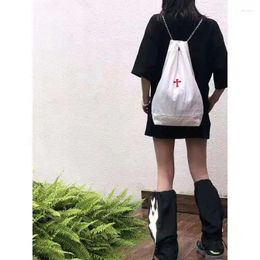 Backpack Black Cross Harajuku Mini Women Men White Mall Goth Aesthetic Japanese Emo Fairy Grunge Alt Korean Bag