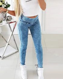 Women's Jeans High Waisted 2024 Autumn Denim Trousers Sexy Skinny Pants Retro Blue Pencil Strech For Women