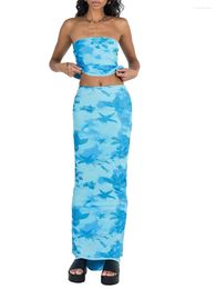 Women's Tanks Women S Sexy Strapless Crop Top And Bodycon Maxi Skirt Set - Y2K Fashion Two Piece Outfit For A Stylish Look