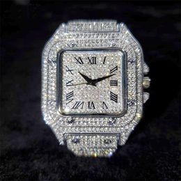 Iced Out Square Men Watches Top Brand Luxury Full Diamond Hip Hop Watch Fashion Unltra Thin Wristwatch Male Jewellery 2021 230S