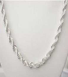 Fine 925 Sterling Silver NecklaceXMAS New 925 Silver Chain 4MM 1624Inch e Rope Necklace For Women Men Fashion Jewellery Link 86695206888320