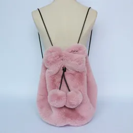 School Bags 2024 Winter Style Ladies' High Imitation Rex Fur Women Shoulder Bag Ladies Furry Backpack