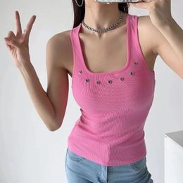 Women's Tanks Personalised I-shaped Camisole For Summer Outer Wear Girl Niche Design Sleeveless Threaded Slim Fit Top