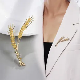 Brooches Korean High-end Alloy Rhinestone Wheat Brooch For Women Plant Pins Exquisite Crystal Ear Unisex Accessories
