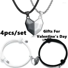 Necklace Earrings Set Fashion Magnetic Couple For Lovers Gothic Punk Heart Pendant Men Women Necklaces Party Gift Jewelry
