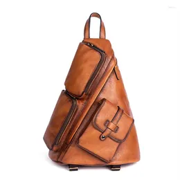 School Bags Men Genuine Leather Backpack Book Bag Rucksack Travel Casual Retro Male Real Cowhide Laptop Computer Knapsack
