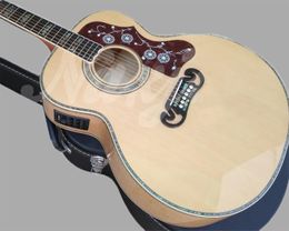 Giant electric guitar with Solid Spruce, acoustic guitar, Natural abalone, Ebony fingerboard, Flame beige, 43 3698