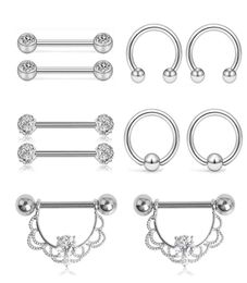 Fashion Jewellery Stainless Steel Navel Belly Lip Nipple Eyebrow Bar Ring Ball Piercing Kit Body Jewelry1145664