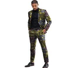 Pop 2019 African Men Suits Dashiki Print Suit Jacket And Pant Men Blazers African Clothing Festive Man Blazer For Party Customized2218080