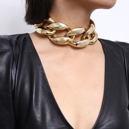 Big Thick Cuban Link Chain Necklace Choker for Women Aesthetic Gold Silver Hip Hop Punk Rock Grunge Chains Jewellery Accessories Bijoux B 175S