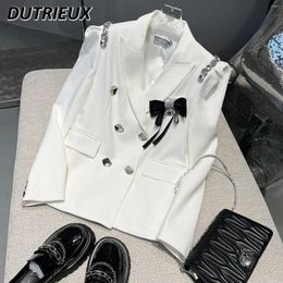 Women's Suits Spring Autumn Light Luxury Western Style High-Grade Suit Jacket Fashion High-End Temperament Design White Blazer Coat