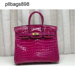 Cowhide Handbag Brkns Genuine Leather High gloss Crocodile Skin Bright Face Belly 25 Locked LeatherGF0DJ2UH
