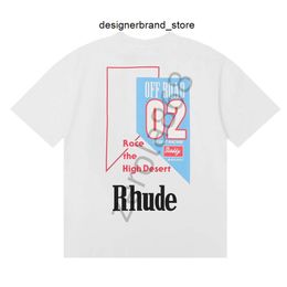 Rh Designers Mens Rhude Embroidery t Shirts for Summer Tops Letter Polos Shirt Womens Tshirts Clothing Short Sleeved Large Plus Size 100% Cotton Tees 7KMK