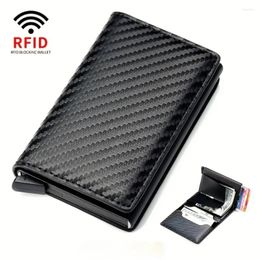 Storage Bags Anti-Theft Rfid Holder Men Wallet Aluminium Box Bank PU Leather Wallets With Money Clip Card