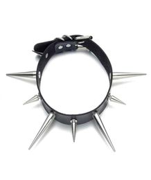 Chokers Big Spike Choker Punk Faux Leather Collar For Women Men Cool Chunky Rivets Studded Chocker Goth Style Necklace Accessories5744439