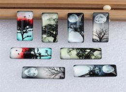 10x25mm random mixed moon tree night rectangle glass cabochon dome flatback po tray blank diy making accessories 10pcs3943601