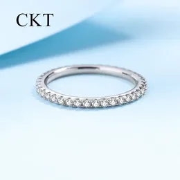 Cluster Rings Luxury Platinum Full Circle Diamond For Women Pt950 0.57 Moissanite Simple Ring Wedding Band Sparkling Fine Jewelry