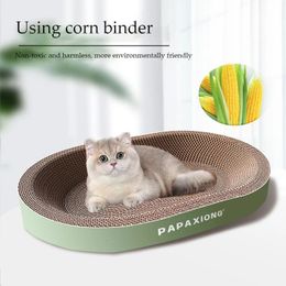 Cat Scrapers Toys for cats Round Oval Cat Scratcher Cat Bed Cat Scratching post Thickening Durable Corn Glue Decal Cardboard 240508