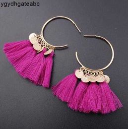 Hot tassel Earrings For Women Ethnic Sequins Drop Earrings Bohemia Fashion Jewelry Trendy Cotton Fringed Long Dangle Earrings GB1086 3CZS