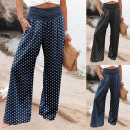 Women's Pants Polka Dot Wide Leg Summer Bohemian High Waist Casual For Women Fashion Cotton Loose Streetwear Trousers