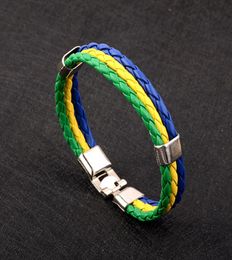 Neue Mode Russland Spanien Frankreich Brasilien Flagge Lederteam Bracelet Men039s Hochwertiges Fußball -Fan -Ehepaar Geschenk Juwely Fan GIF4875745