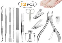 12Pcsset Professional Pedicure Tools Ingrown Toenail Tools Kit Nail Care Ingrown Toenail Removal Correction Clippers Foot Care 218992970
