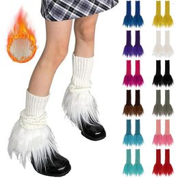 Women Socks Leg Warmer Girls Faux Trim Knitted Cover Lolita Winter Warm Dance Warmers For Boots Men