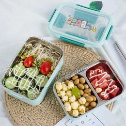 Lunch Boxes Bags Cartoon Lunch Box Stainless Steel Double Layer Food Container Portable for Kids Picnic School Bento Box